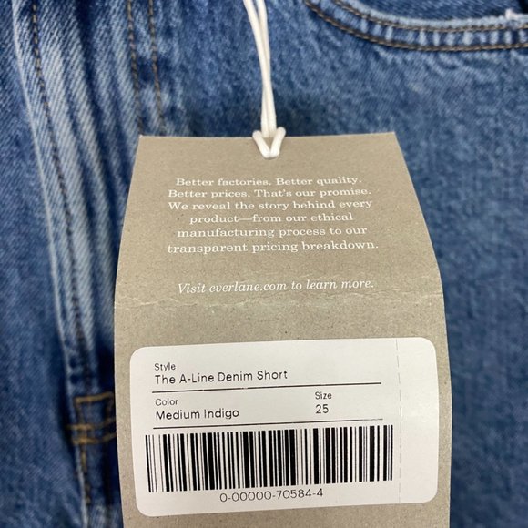 Everlane The A Line Denim Shorts Womens 25 Medium Indigo Blue - Picture 2 of 7